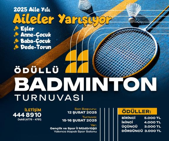 Yeşilyurt Belediyesi, Ödüllü ‘Aileler Arası Badminton Turnuvası’ Düzenliyor