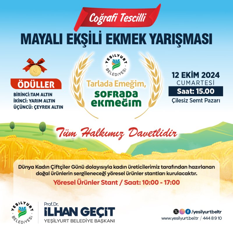 Yeşilyurt’un Yöresel Lezzetleri, 12 Ekim Cumartesi Günü Çilesiz Semt Pazarında Tanıtılacak